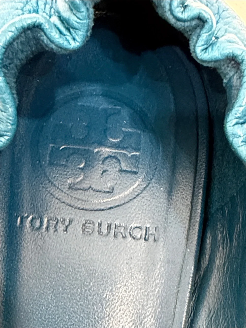 Tory Burch Reva blue leather flats size 8.5 M